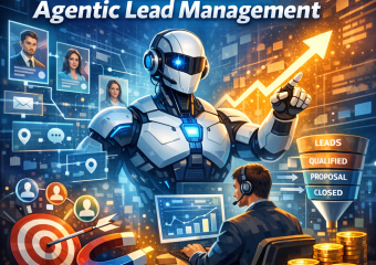 Futuristic interface showing AI lead management visualization to enhance sales efficiency.