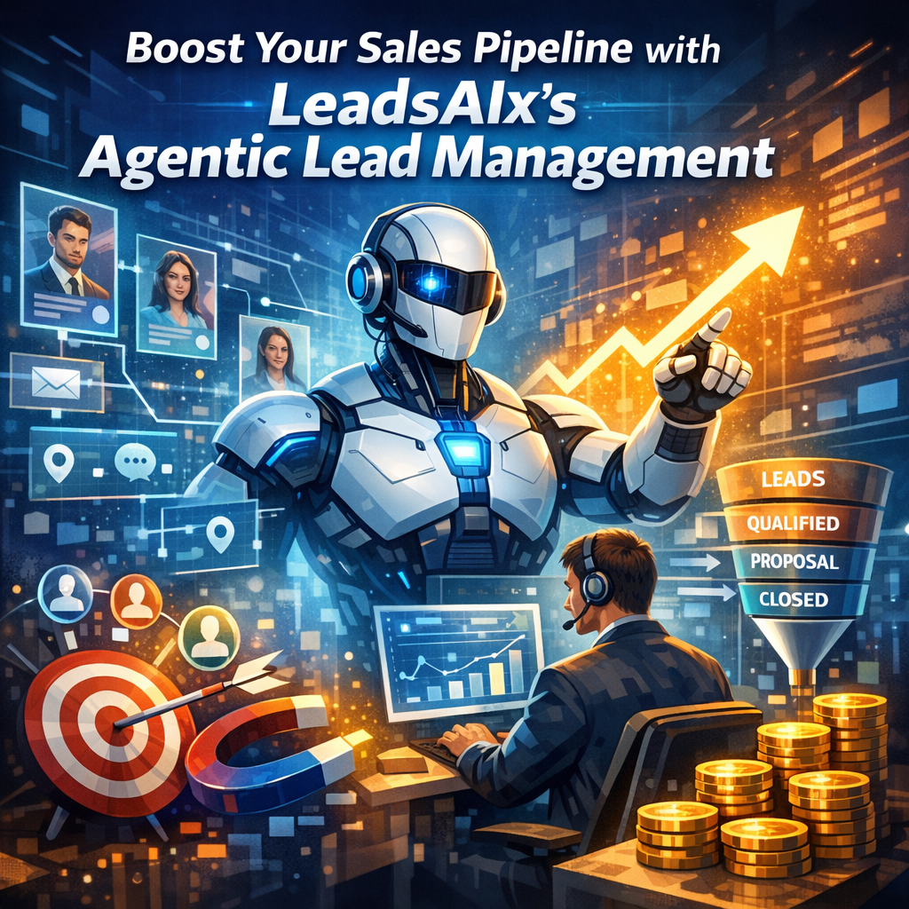 Futuristic interface showing AI lead management visualization to enhance sales efficiency.