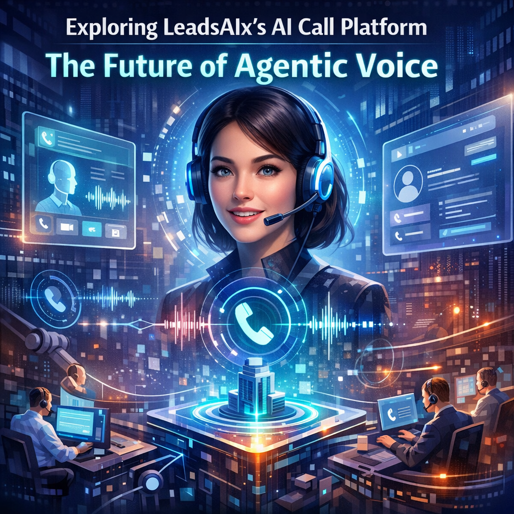 Screenshot of LeadsAIx’s AI call platform interface focusing on agentic voice technology features.